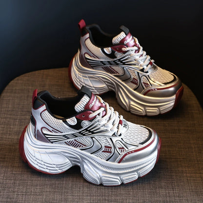 Side view of high-platform lace-up shoes


