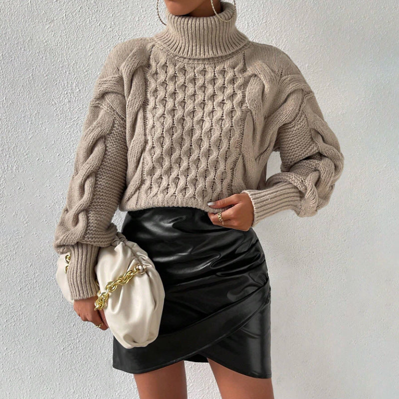 Knit Sweater Women Autumn Winter Crew Neck Long Sleeve Solid Color Chunky Knit Loose Fit Pullover sweater
