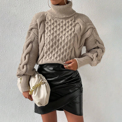 Knit Sweater Women Autumn Winter Crew Neck Long Sleeve Solid Color Chunky Knit Loose Fit Pullover sweater