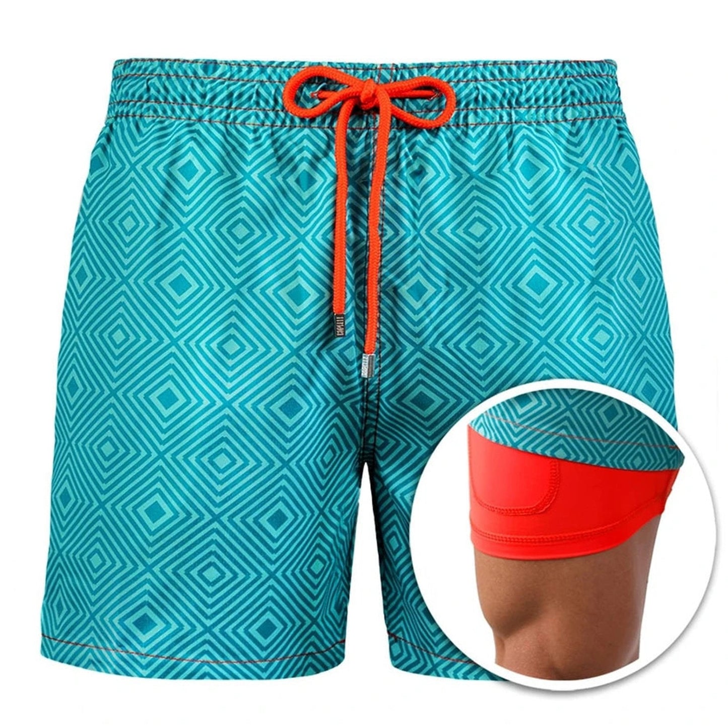 Summer Shorts Men's Beach Pants Sports Pants Printed Double-Layer Shorts Men's Casual Quick-Drying Floral Shorts Men