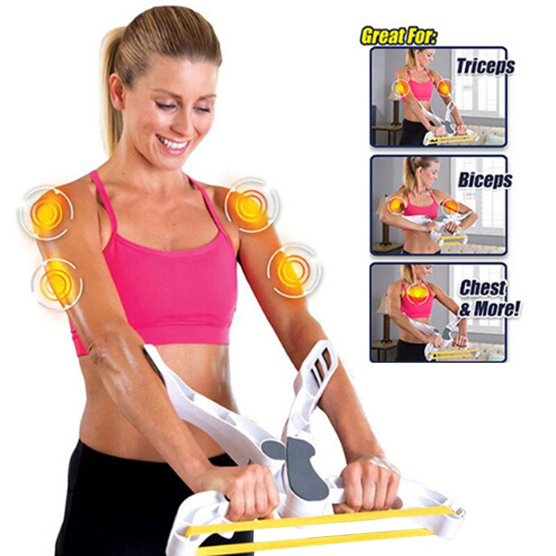 Forearm bicep training device in use

