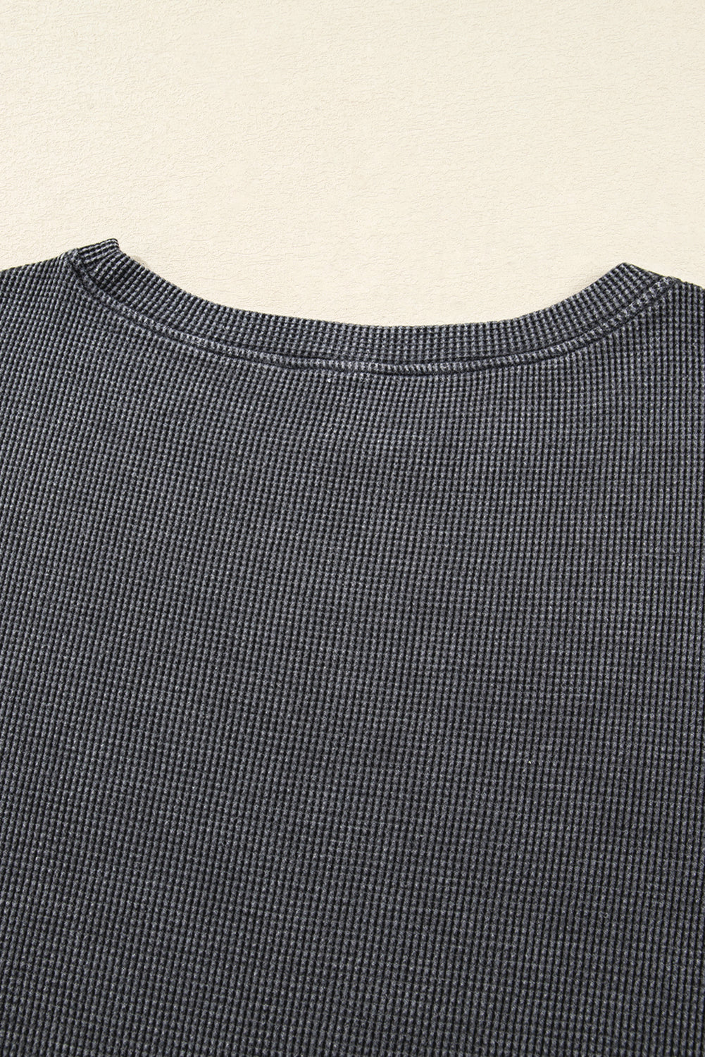 Dark Grey Knit Plain Long Sleeve Loose Top