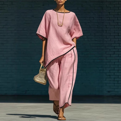 Casual Resort-Style Fashionable Loose Two-Piece Set For Women