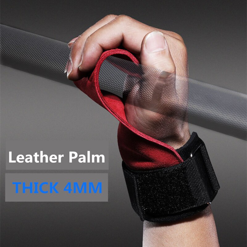 Adjustable weightlifting wrist wraps with leather grip

