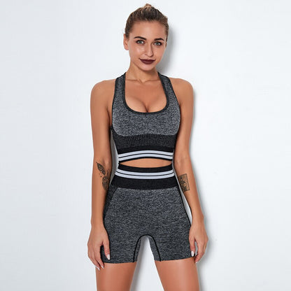 Women's 4-Piece Seamless Yoga Set – Sports Bra, Crop Top, Shorts & High Waist Leggings