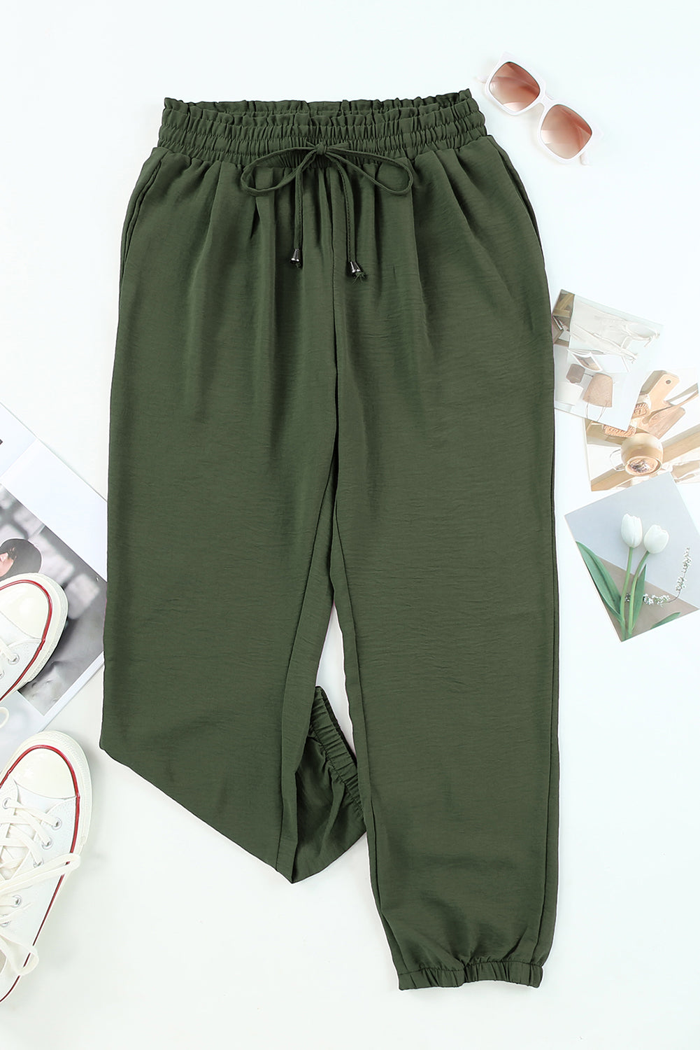 Women’s Green Drawstring Jogger Pants
