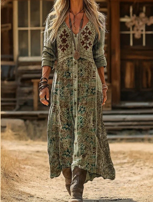 The 'Canvas' Vivid Digital Print Elegant Dress