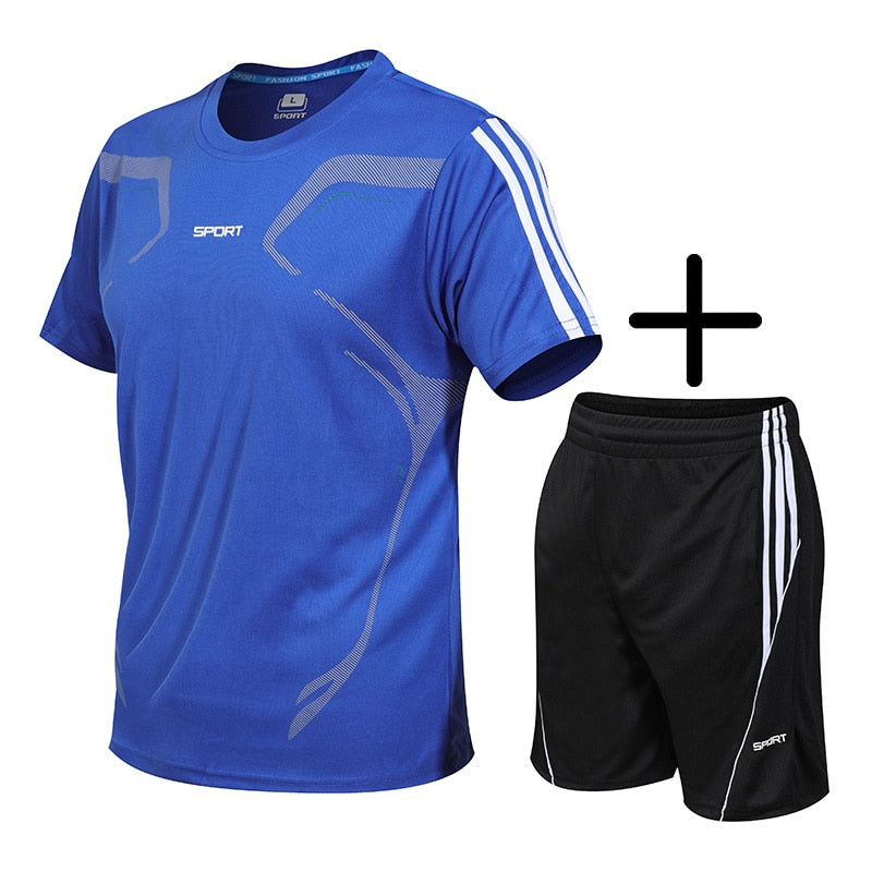 5XL Running T Shirt Sport GYM Tshirt Short Sleeve Football Basketball Tennis Shirt Quick Dry Fitness Sports Set Suits Sportswear