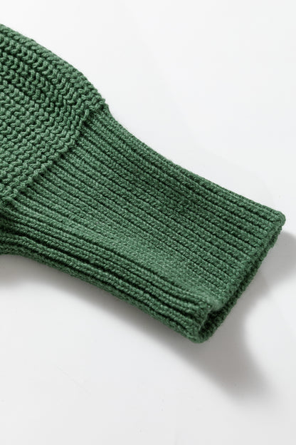 Mist Green Solid Lantern Sleeve Empire Waist Short Sweater Dress