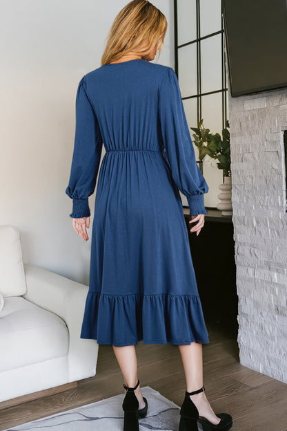The 'Coastal-Romance' Twist-Front Ruffle Dress