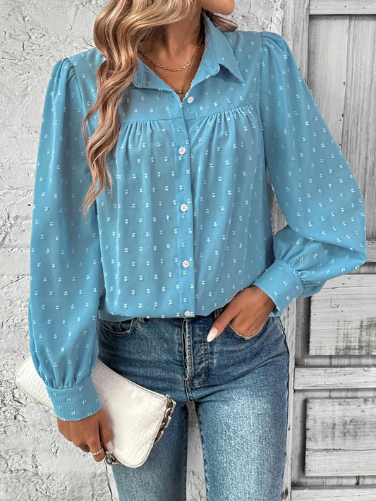 The Geneva Swiss Dot Collared Blouse | Plus Size
