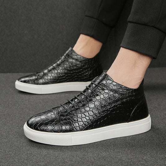 The 'Luxe-Step' Croc-Embossed Mid-Top Sneaker