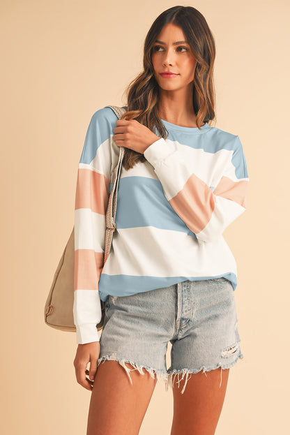 Women’s Pastel Colorblock Long Sleeve Top