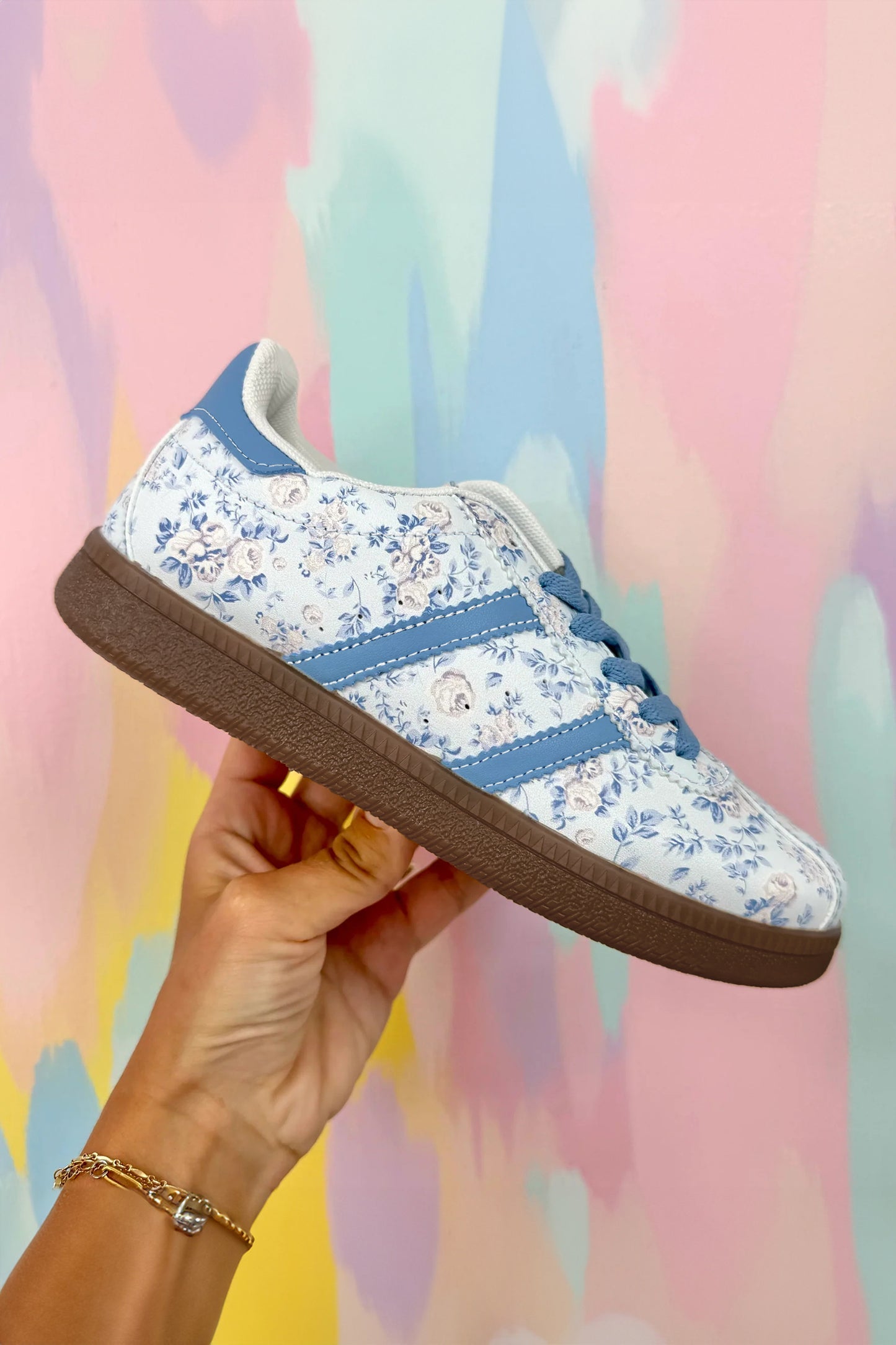 The 'Spring-Blossom' Floral Vegan Leather Lace-Up Flat