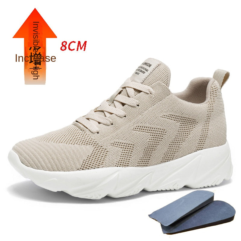Height-Enhancing 8CM Men's Shoes, Sports Shoes, Spring and Summer Mesh Casual Shoes, Trendy Shoes, Soft Sole Travel Shoes, Student Running Shoes for Men
