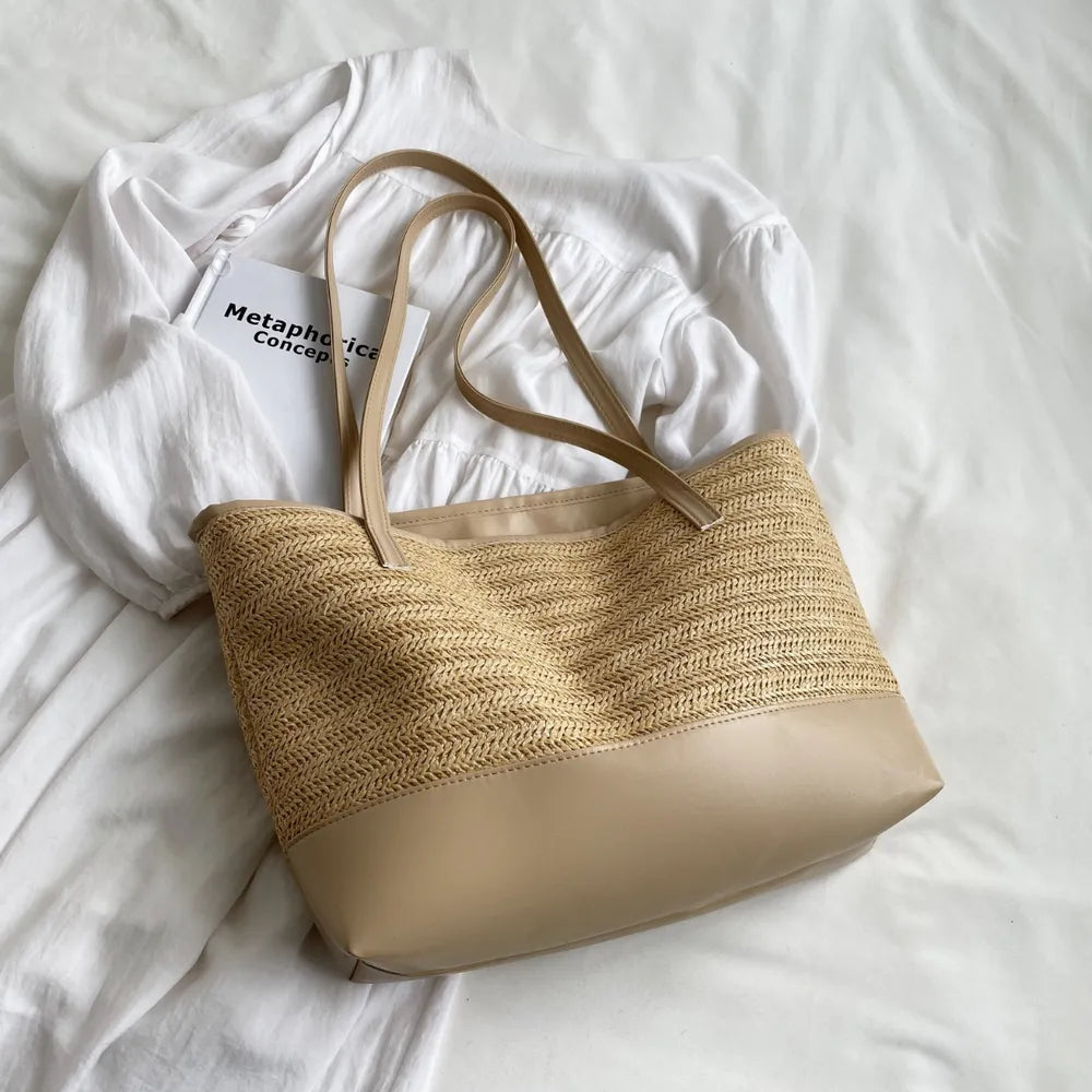 Chic woven tote for summer outfits

