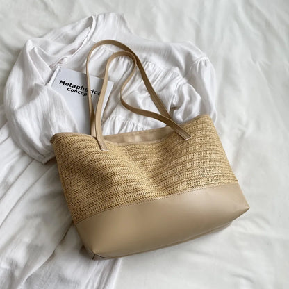Chic woven tote for summer outfits


