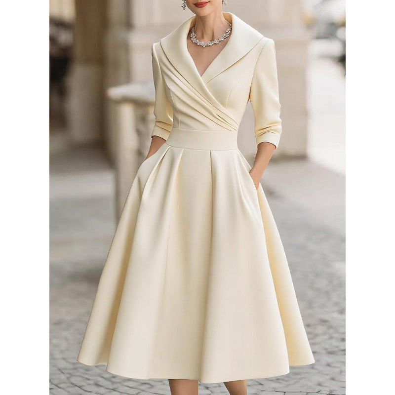 The 'Regal-Sculpt' Long Sleeve Cinched Waist Formal Dress