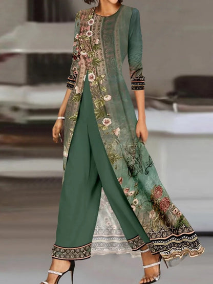 The 'Modern-Muse' High-Slit Tunic & Trouser Set