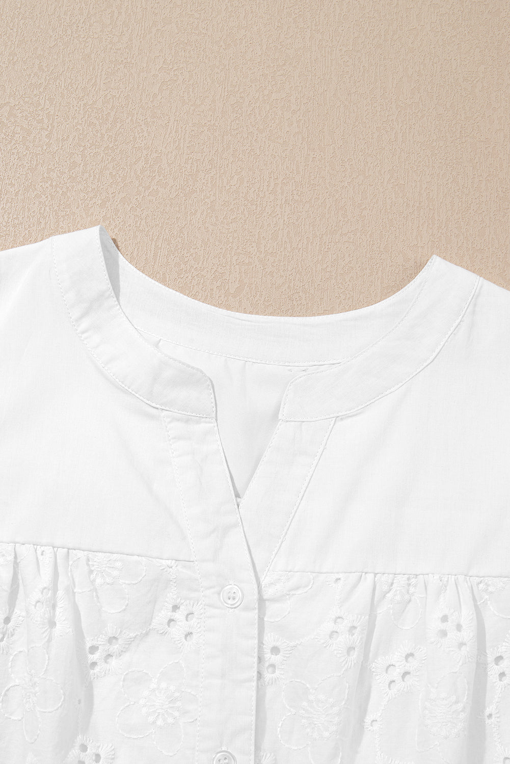 The 'Boho-Breeze' Embroidered Crochet Button-Down Blouse