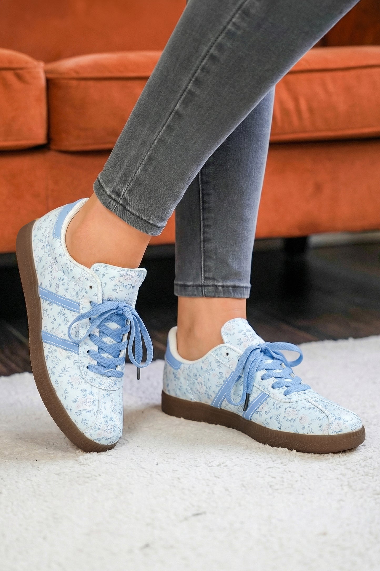 The 'Spring-Blossom' Floral Vegan Leather Lace-Up Flat