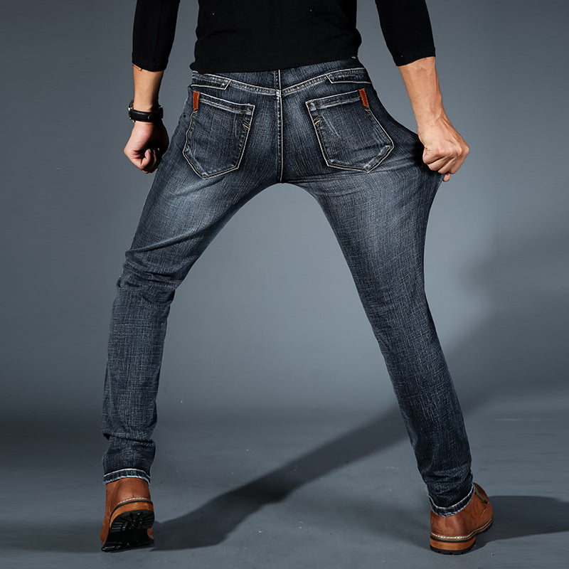 2019 Summer New Youth Trend Fashion Trendy Men's All-match Slim-fit Men's Jeans Straight-leg Trousers