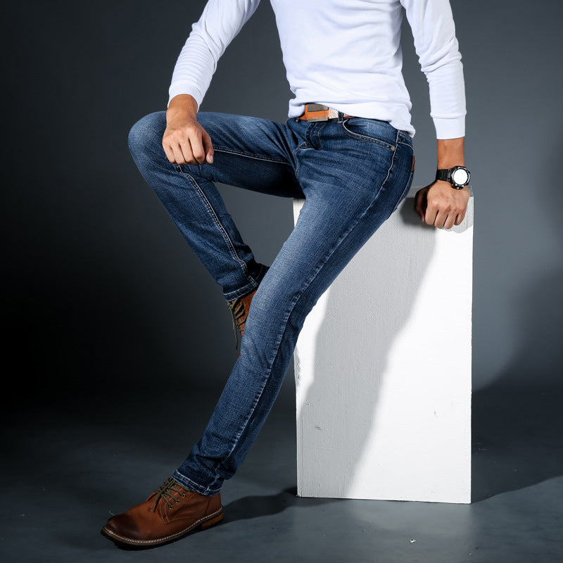 2019 Summer New Youth Trend Fashion Trendy Men's All-match Slim-fit Men's Jeans Straight-leg Trousers