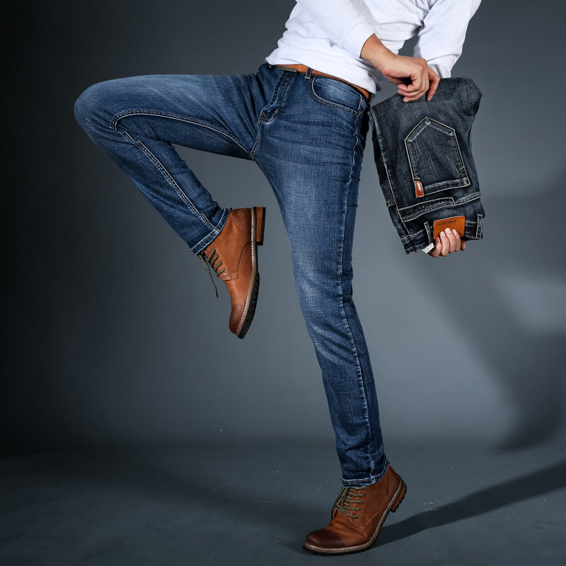 2019 Summer New Youth Trend Fashion Trendy Men's All-match Slim-fit Men's Jeans Straight-leg Trousers
