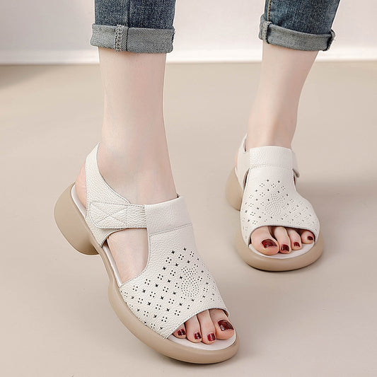 Top-grain leather summer sandals

