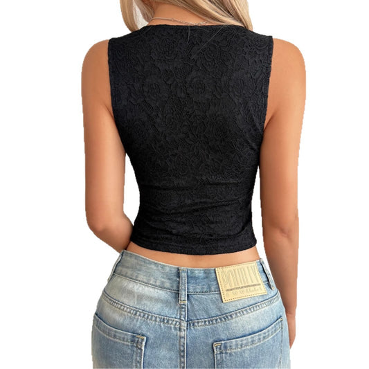sexy lace sleeveless vest

