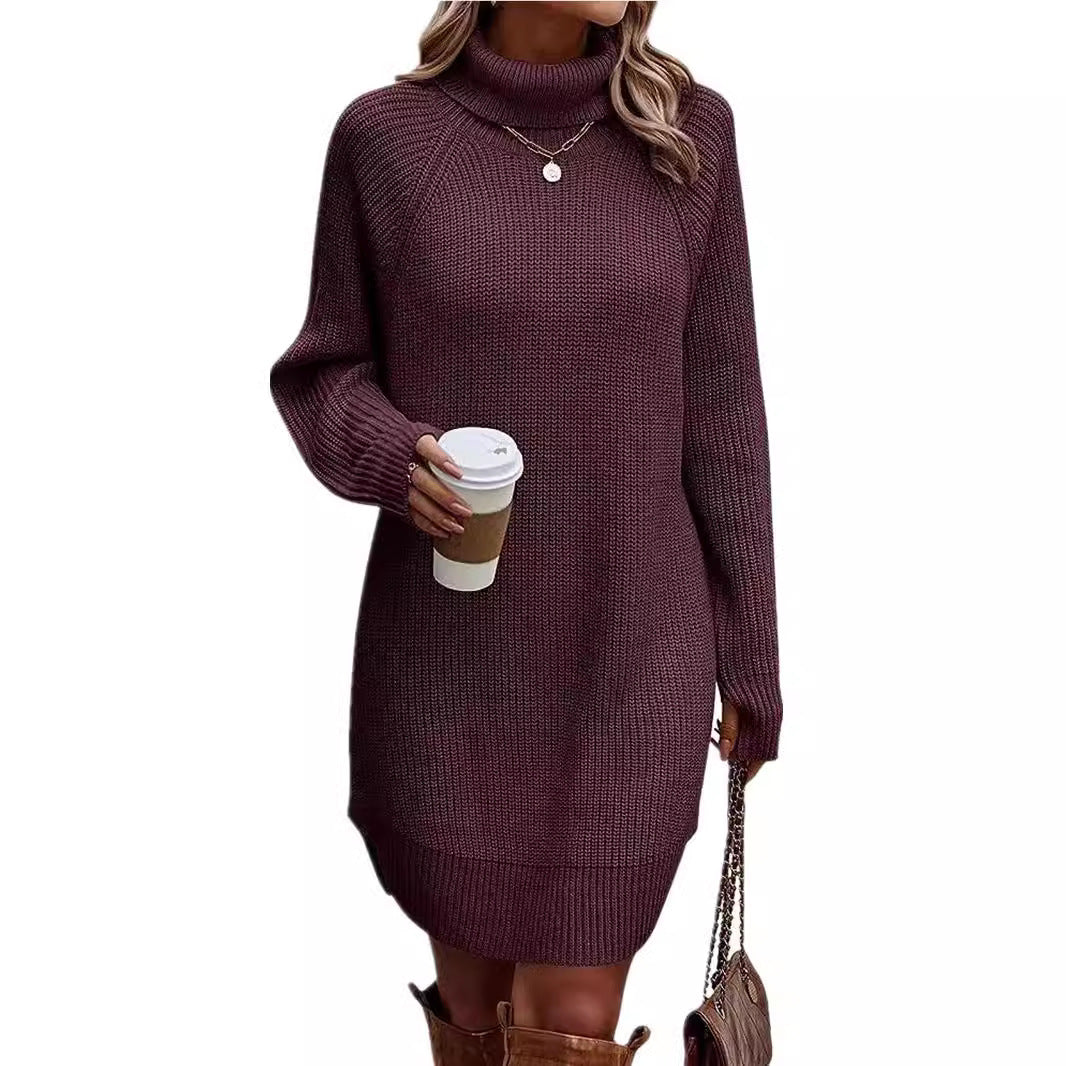 Open cut pullover high neck sweater for women's casual knitwear dress