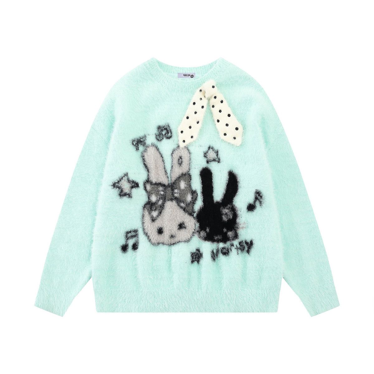Color blocked rabbit jacquard design sweater
