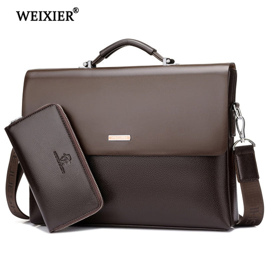WEIXIER men's leather tote front view

