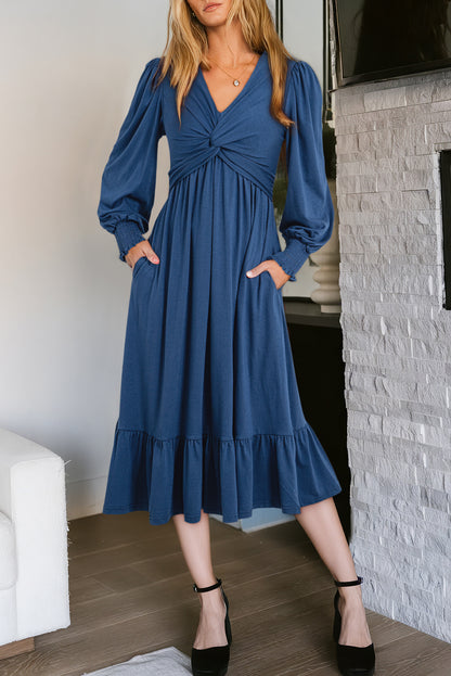 The 'Coastal-Romance' Twist-Front Ruffle Dress