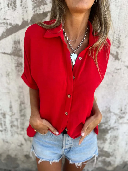 Collared Neck Half Sleeve Shirt Plus Size
