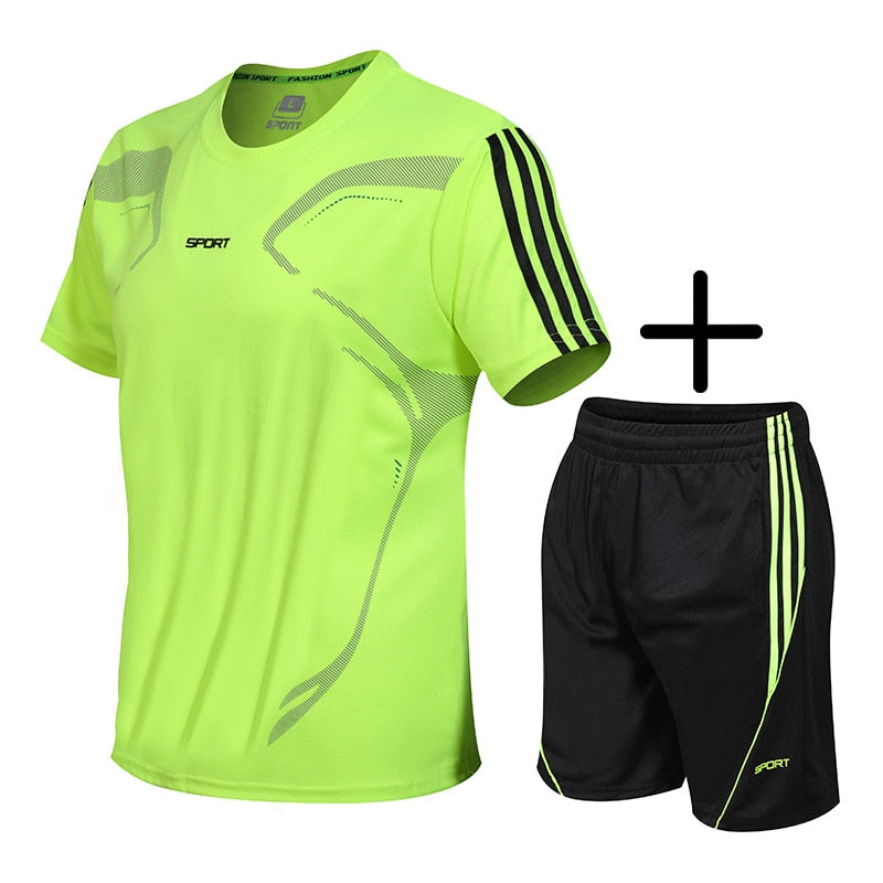 5XL Running T Shirt Sport GYM Tshirt Short Sleeve Football Basketball Tennis Shirt Quick Dry Fitness Sports Set Suits Sportswear