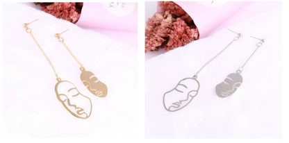 Arrival Abstract Stylish Hollow Out Face Dangle Earrings Girls Statement Drop Earrings Statement Earrings A04