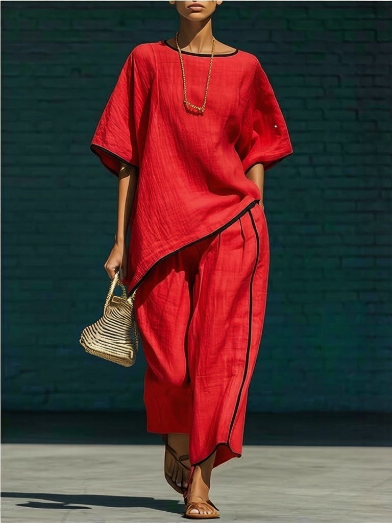 Casual Resort-Style Fashionable Loose Two-Piece Set For Women