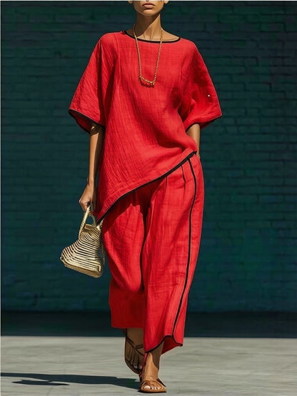 Casual Resort-Style Fashionable Loose Two-Piece Set For Women