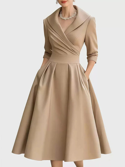 The 'Regal-Sculpt' Long Sleeve Cinched Waist Formal Dress