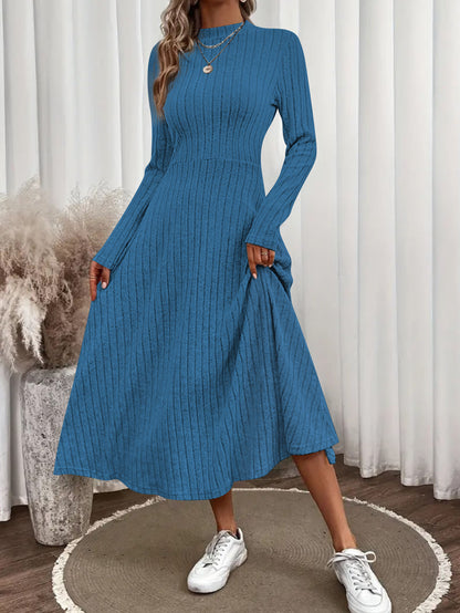Solid color round neck jumpsuit long skirt