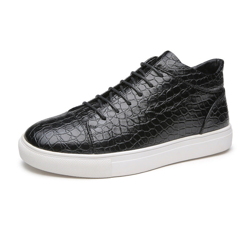 The 'Luxe-Step' Croc-Embossed Mid-Top Sneaker