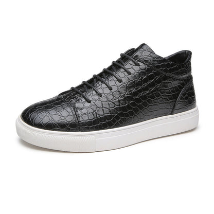 The 'Luxe-Step' Croc-Embossed Mid-Top Sneaker