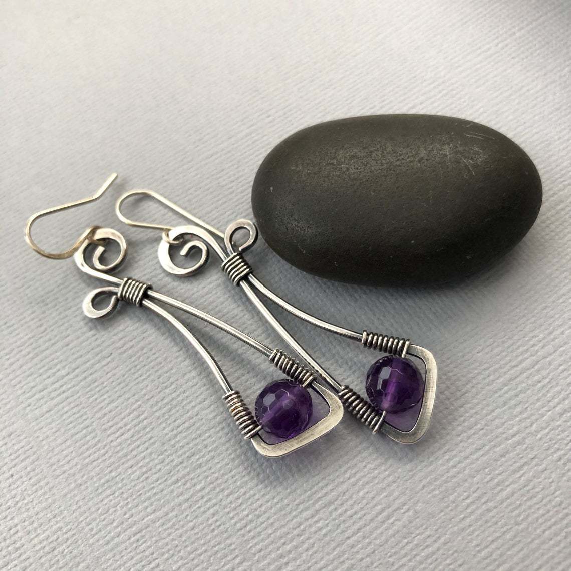 Creative Winding Vintage Silver Gemstone Earrings