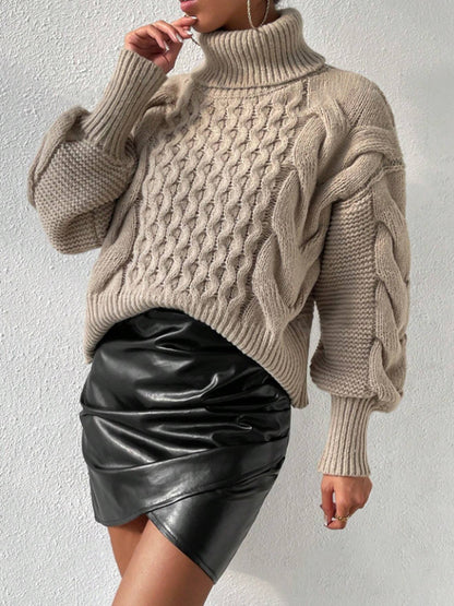 Knit Sweater Women Autumn Winter Crew Neck Long Sleeve Solid Color Chunky Knit Loose Fit Pullover sweater