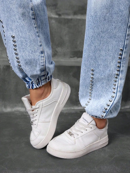 Studded High Waist Jeans