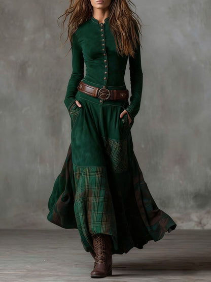 The 'Heritage' Plaid Patchwork Velvet Dress