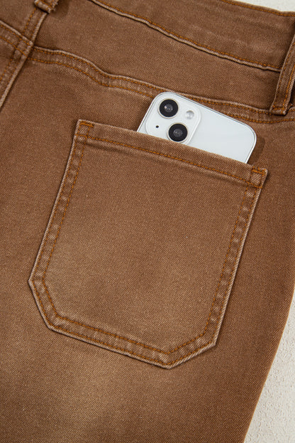 Sky Blue Cropped High Rise Wide Leg Jeans