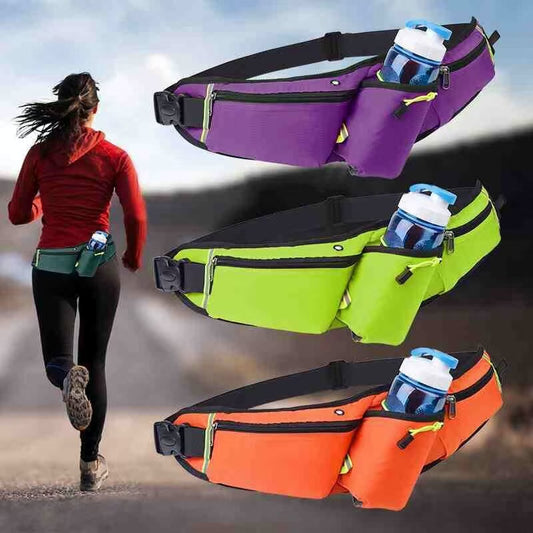 Sports waist bag with water bottle compartment

