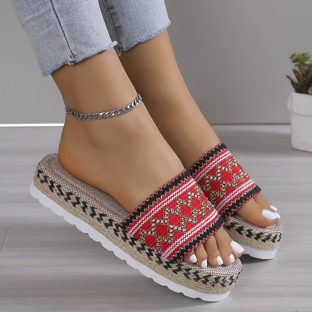 Close-up of open toe sandals

